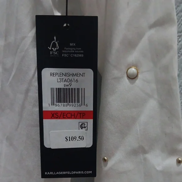 Karl Lagerfeld White Shirt with Stud Accents - Picture 2 of 7